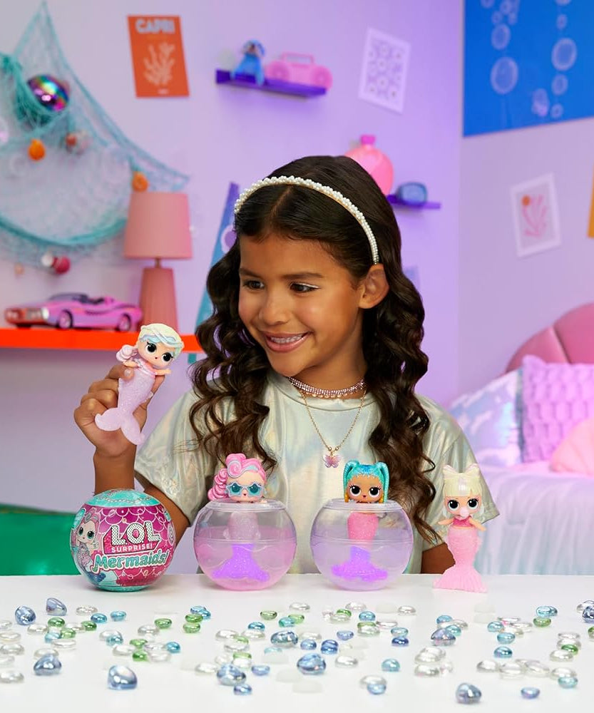 مفاجأة LOL! حورية البحر الصغيرة، ذيل متغير اللون، اصنعي ذيل حورية البحر الخاص بكِ، 8 دمى قابلة للتجميع مع إكسسوارات أنيقة، لعبة إبداعية للأطفال من سن 4 سنوات فما فوق