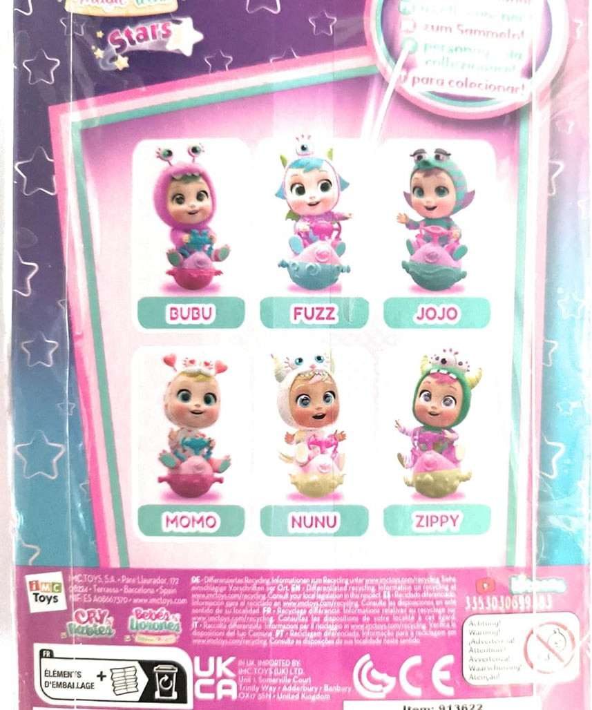 IMC Toys CRY Babies Zippy Mini Baby Doll with Monster Pyjamas, Tears, Slime and Jumping with Her Scooter, for Boys and Girls from 3 Years