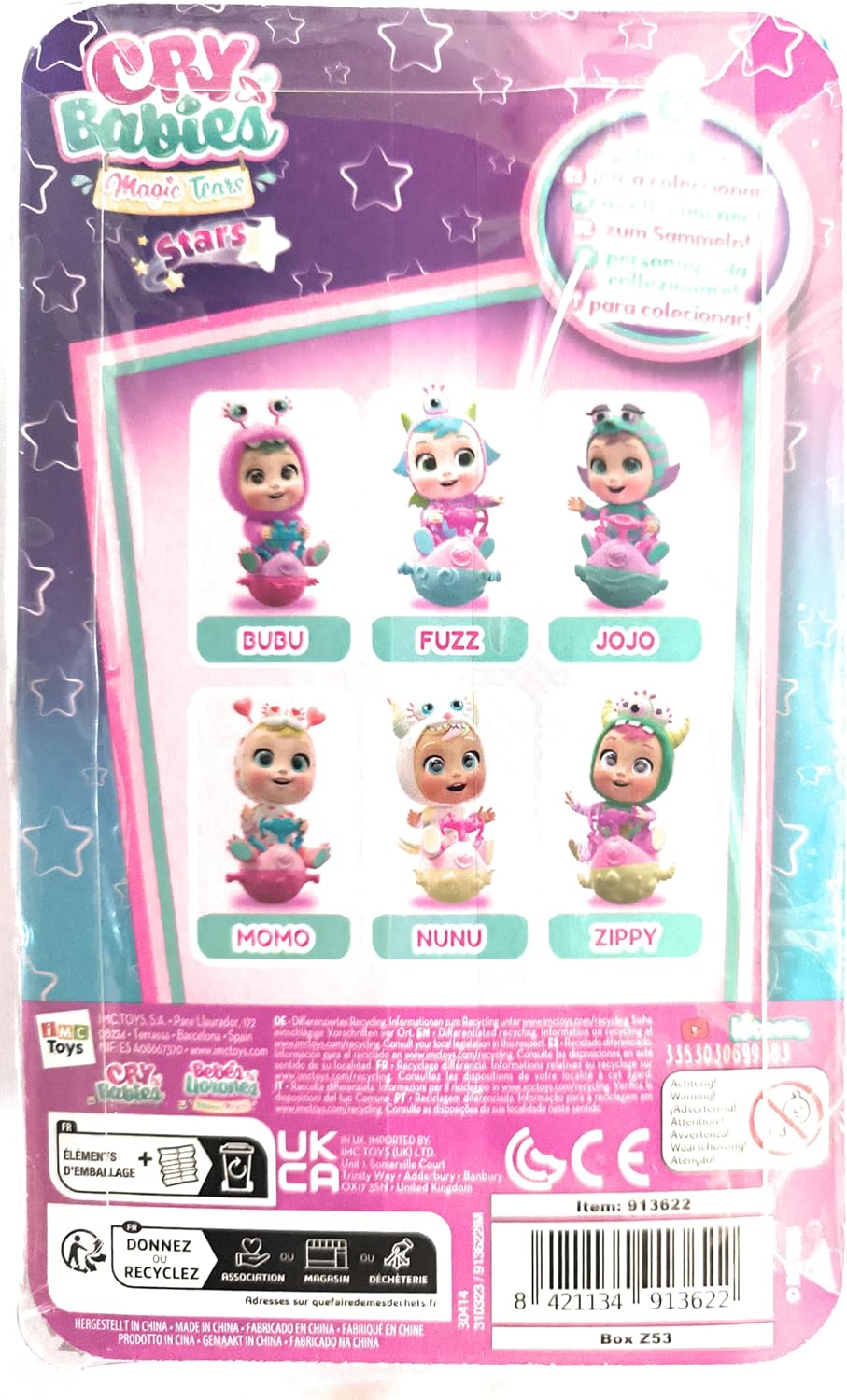 IMC Toys CRY Babies Zippy Mini Baby Doll with Monster Pyjamas, Tears, Slime and Jumping with Her Scooter, for Boys and Girls from 3 Years