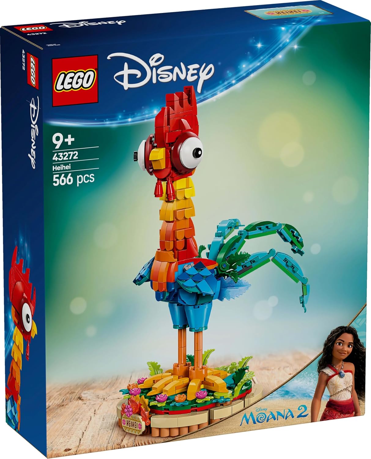 LEGO | Disney Moana 2 Heihei Building Toy - Play and Display Animal Figure with a Rotating Head, Posable Wings & Tail Feathers plus a Stand - Ramadan Gift for 9+ Year Old Girls - 43272