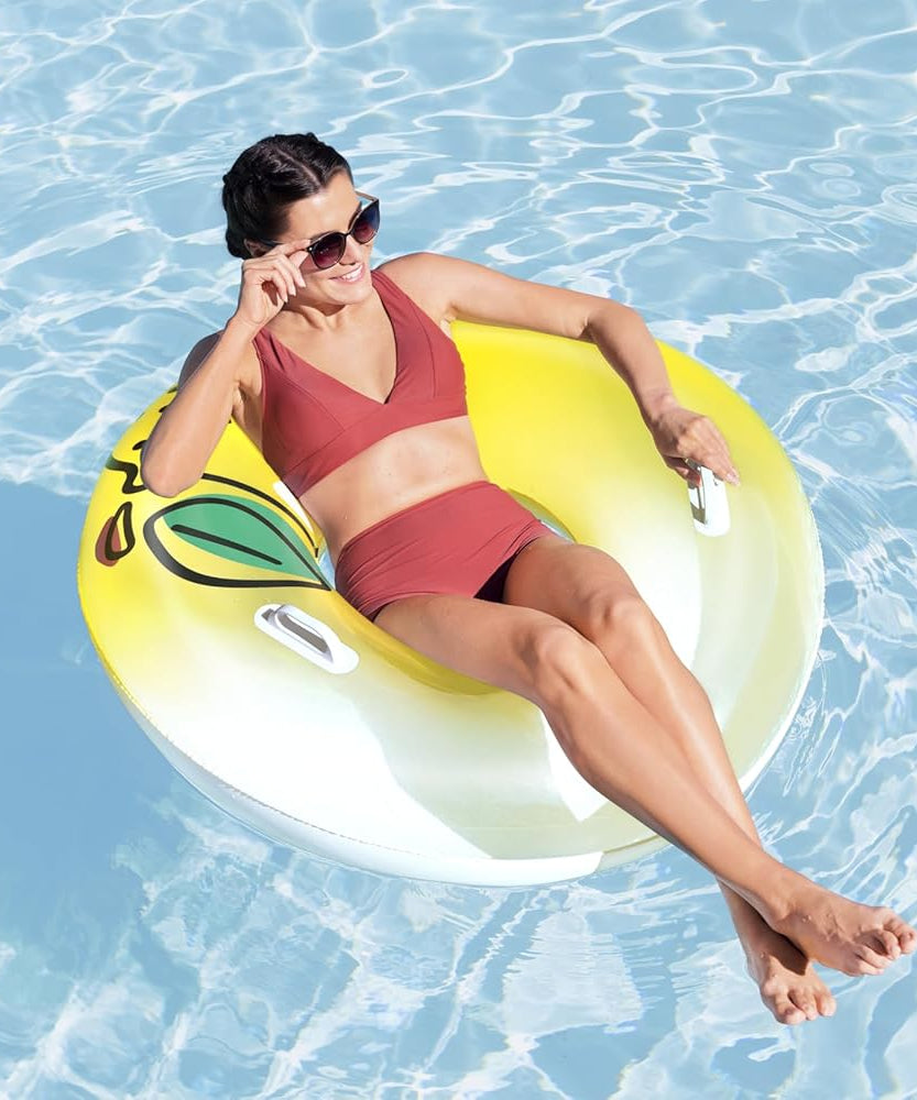 Bestway Swim Ring Fresh Squeezed Lemon Swim Tube 1.14M, Outdoor & Indoor Relaxation & Play, Swim Tubes, Pool Floats, Bright Graphics, Heavy-duty Handles