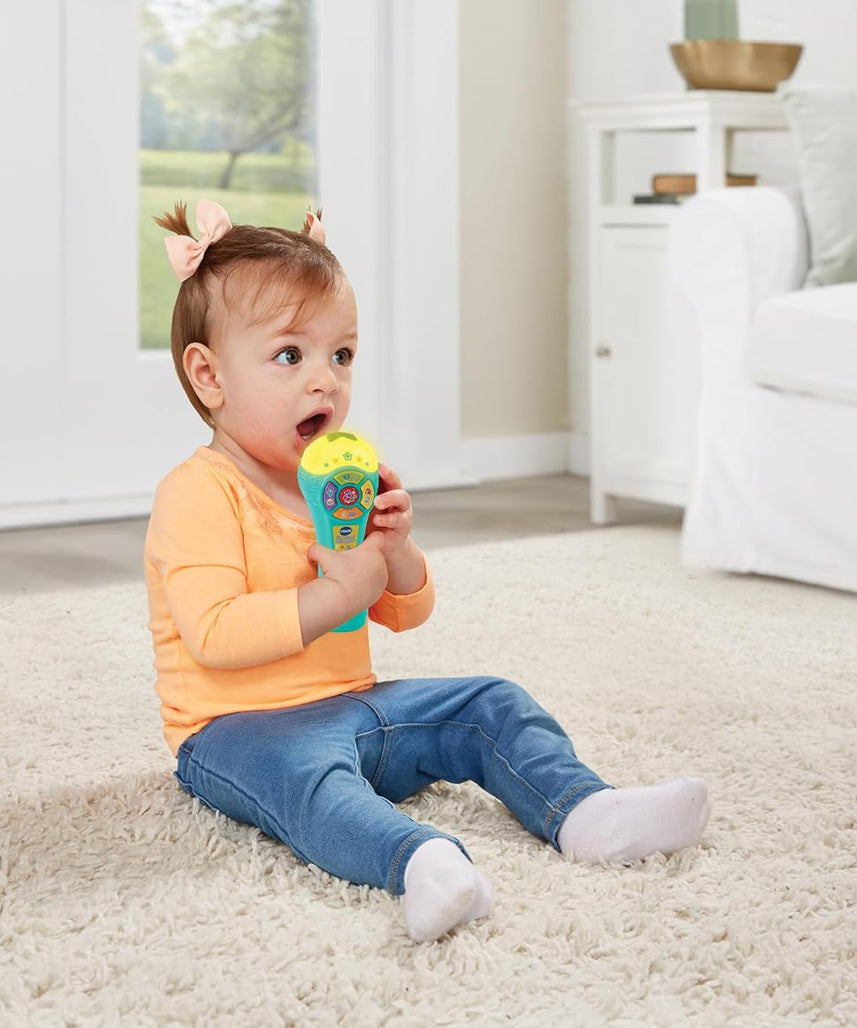 VTech Baby Sing Songs Microphone, Interactive Microphone Toy with 4 Buttons for Animals, Sounds & Numbers, Flashing Lights & Music, Musical Toy for Children 12, 18, 24 Months +, Version