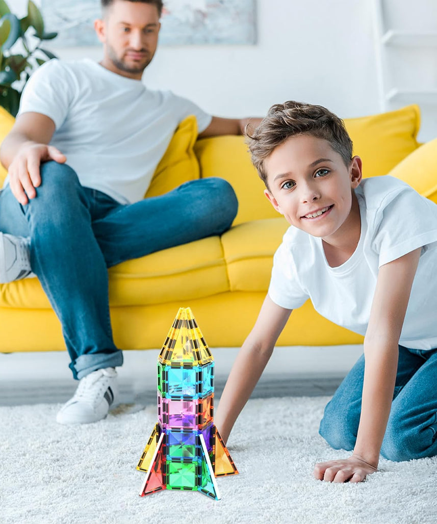 PicassoTiles 30 Piece Magnetic Building Blocks Mini Diamond Series Travel Size On-the-Go Magnet Construction Toy Set STEM Learning Kit Education Playset Child Brain Development Magnets Stacking Blocks