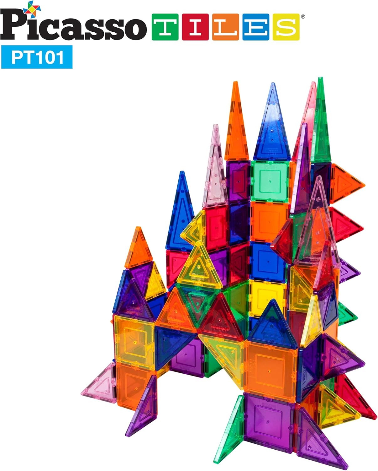 PicassoTiles PT101 101-Piece Magnetic Building Set - STEM Educational Game, Children's Brain Development, Magnetic Blocks