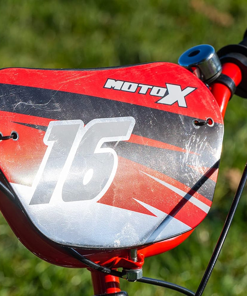 Huffy Moto X 16 Inch Kids Bike, Black, Unisex Youth Bicycle with Stabilisers, BMX Styling, Quick Connect Assembly, Ages 5-7