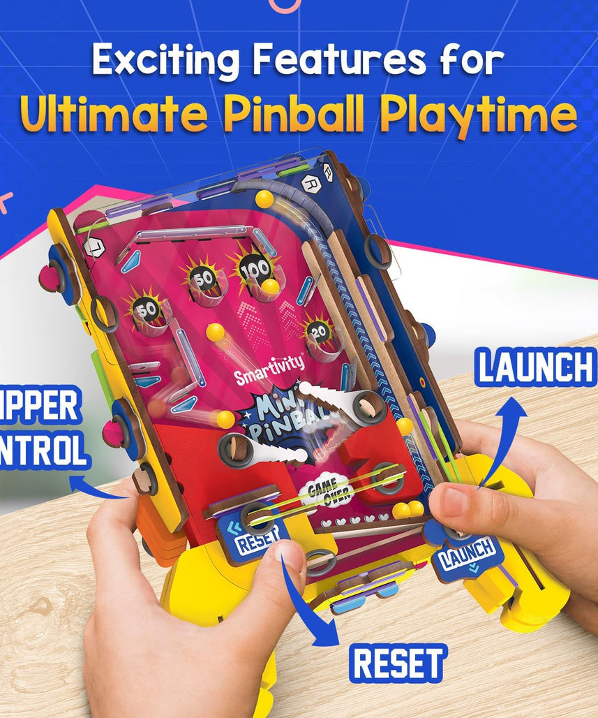 Smartivity DIY Pocket Pinball Handheld Arcade Game Kit for Kids 6+ Years, STEM Building Toy, Screen Free Indoor Game, Birthday Gift for Boys and Girls