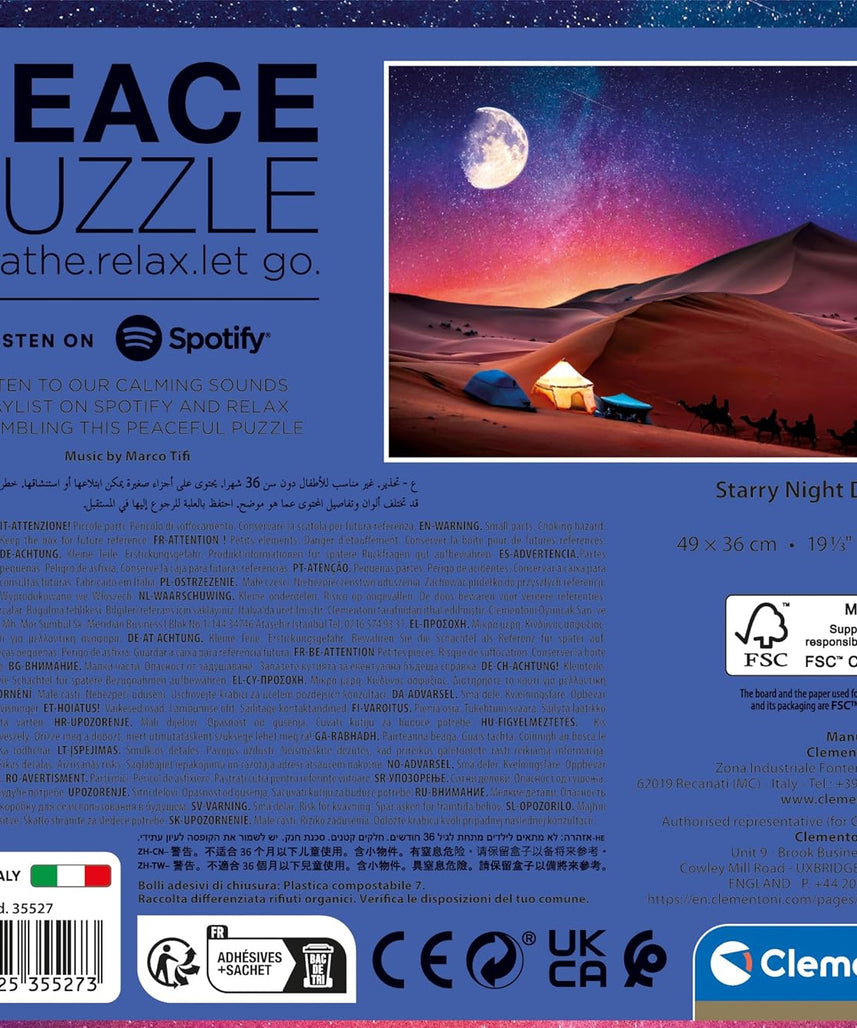 Clementoni 35527 Peace Starry Night Dream - 500 Pieces - Horizontal Puzzle Fun for Adults Made in Italy Multi-Coloured