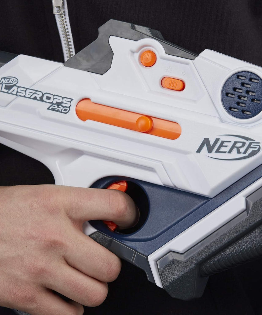 Nerf Laser Ops Burst Fire Combat Blaster with Light and Sound Effects, Multi-Shot IR Burst, LCD Display, App Compatible, Includes Armband and Solo Attachment, Ages 8+