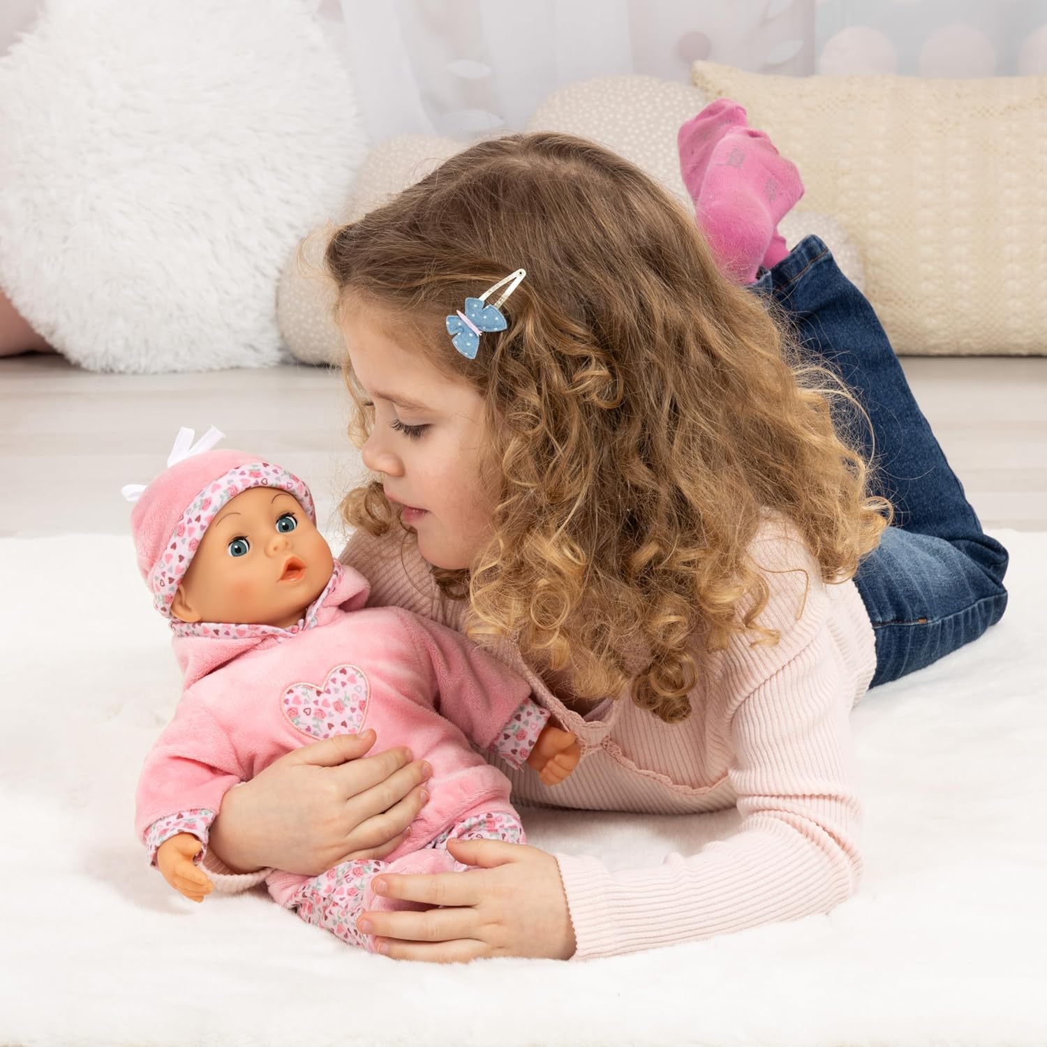 Bayer Design 93824CR Interactive Baby Doll Talking Soft Body Dummy Bottle 38cm