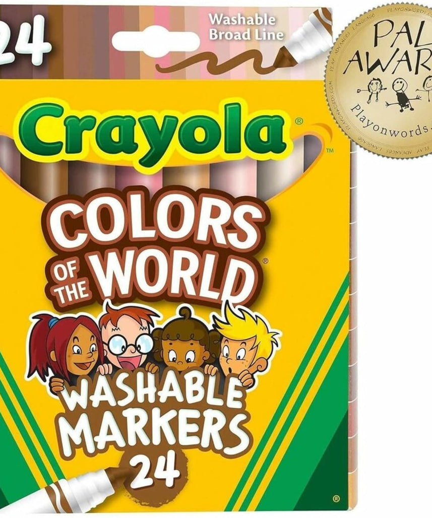 CRAYOLA Colours of the World Washable Markers - Assorted Colours (Pack of 24) | Colours That Represent Skin Tones from Around the World | Ideal for Kids Aged 3+