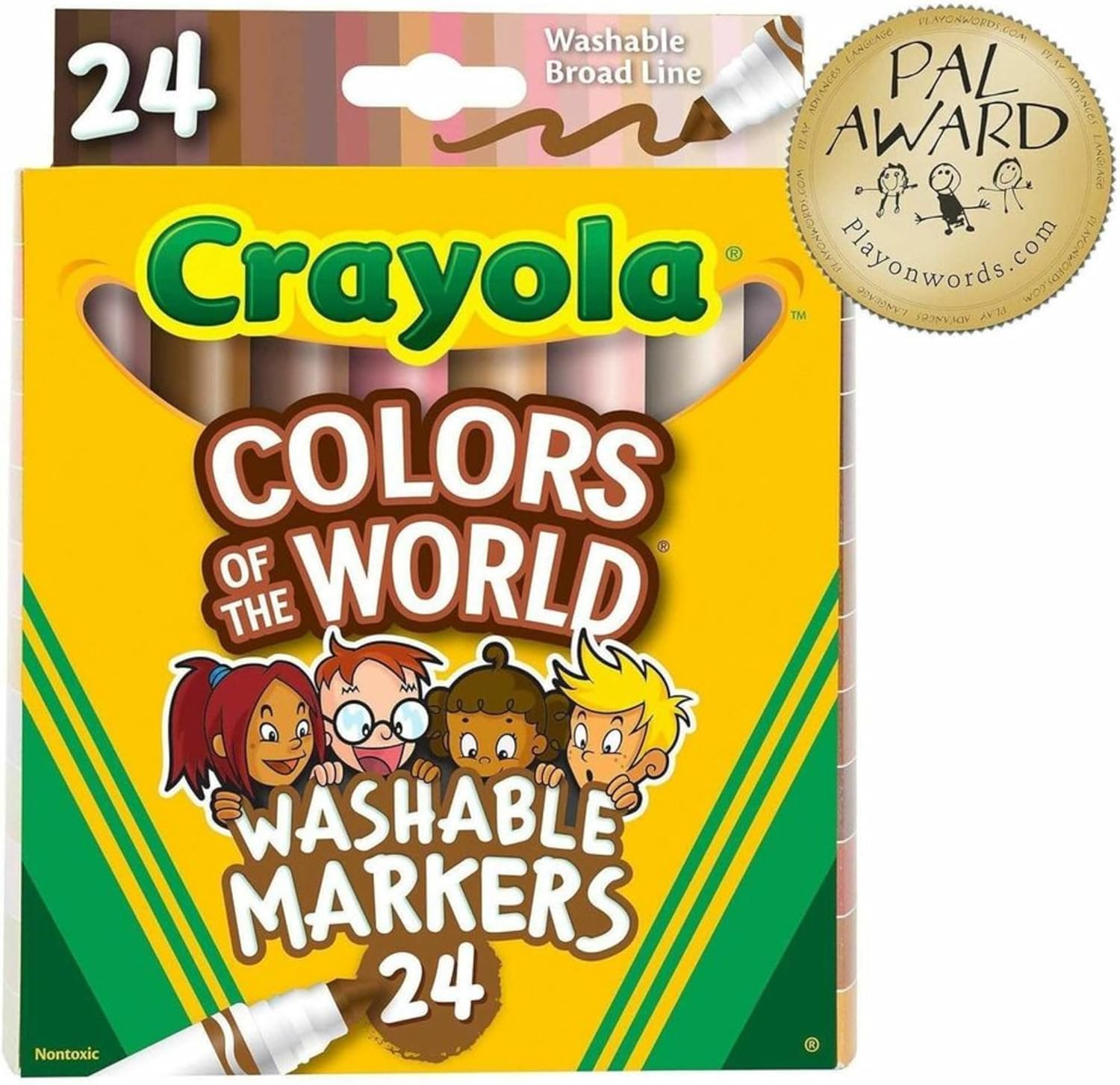 CRAYOLA Colours of the World Washable Markers - Assorted Colours (Pack of 24) | Colours That Represent Skin Tones from Around the World | Ideal for Kids Aged 3+