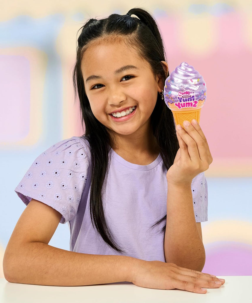 Cookeez Makery Yum Yumz Series-2 Single, Full of Fun and Full of Yum! Add Ingredients & Discover Super-Cute Scented Surprise Plush Pets Inside an Ice Cream Cone You Can Customize - Styles May Vary