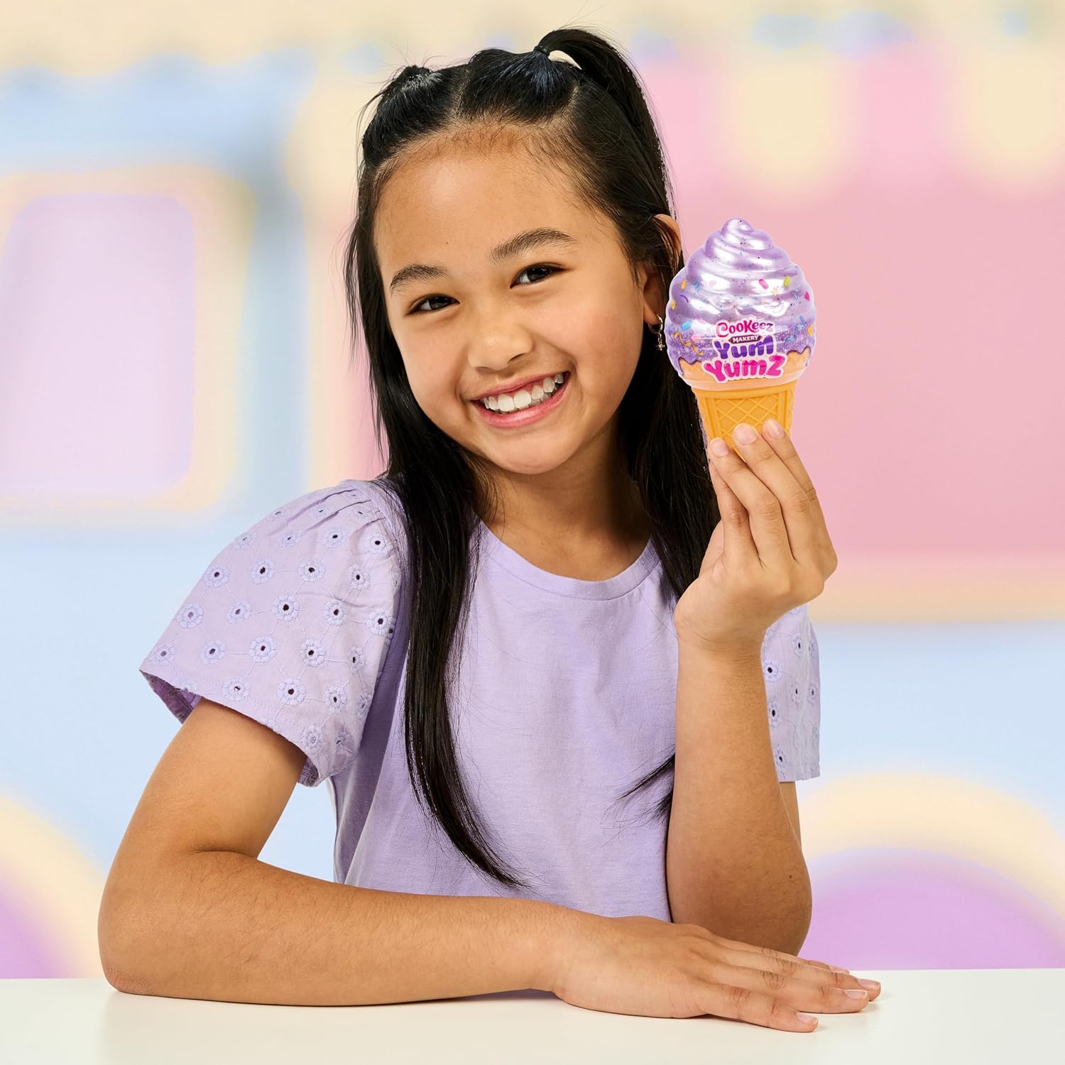 Cookeez Makery Yum Yumz Series-2 Single, Full of Fun and Full of Yum! Add Ingredients & Discover Super-Cute Scented Surprise Plush Pets Inside an Ice Cream Cone You Can Customize - Styles May Vary