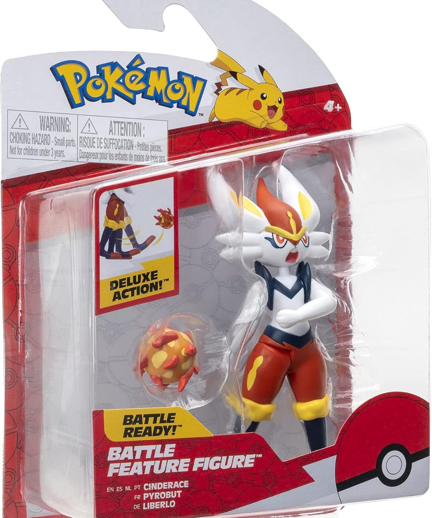 Pokemon Cinderace 11 cm Figures, Detailed Official Figures, Deluxe Action, Battle Ready, Action Figurines, Collectibles, Display Toys for Boys, Battle Feature Figures