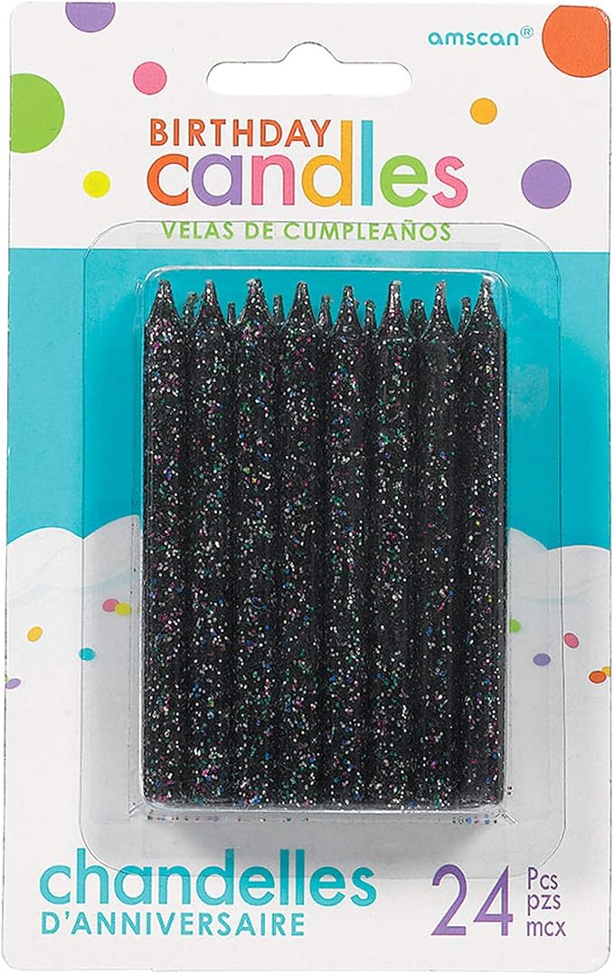 Amscan Large 3.25" Black Spiral Candle Sets (24ct) Party Supplies, 3 1/4"