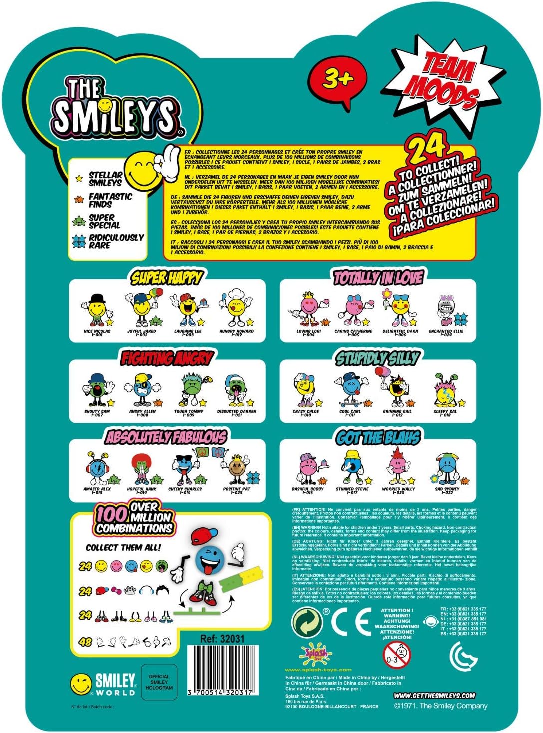Splash Toys Smileys Characters Series 1 Figurines 3-Piece Pack, Collectible Themed Surprise Figures for Kids, 3Y+ Years