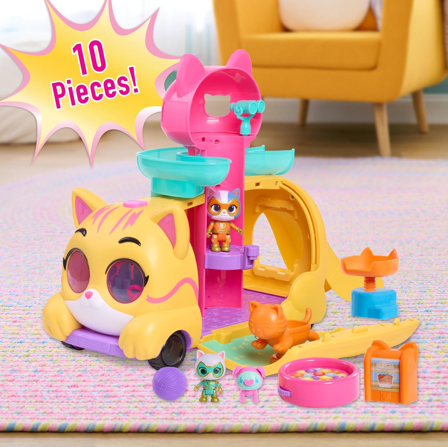 Just Play SuperKitties Mobile Headquarters Playset, 13-Inch Interactive Vehicle, Ages 3+