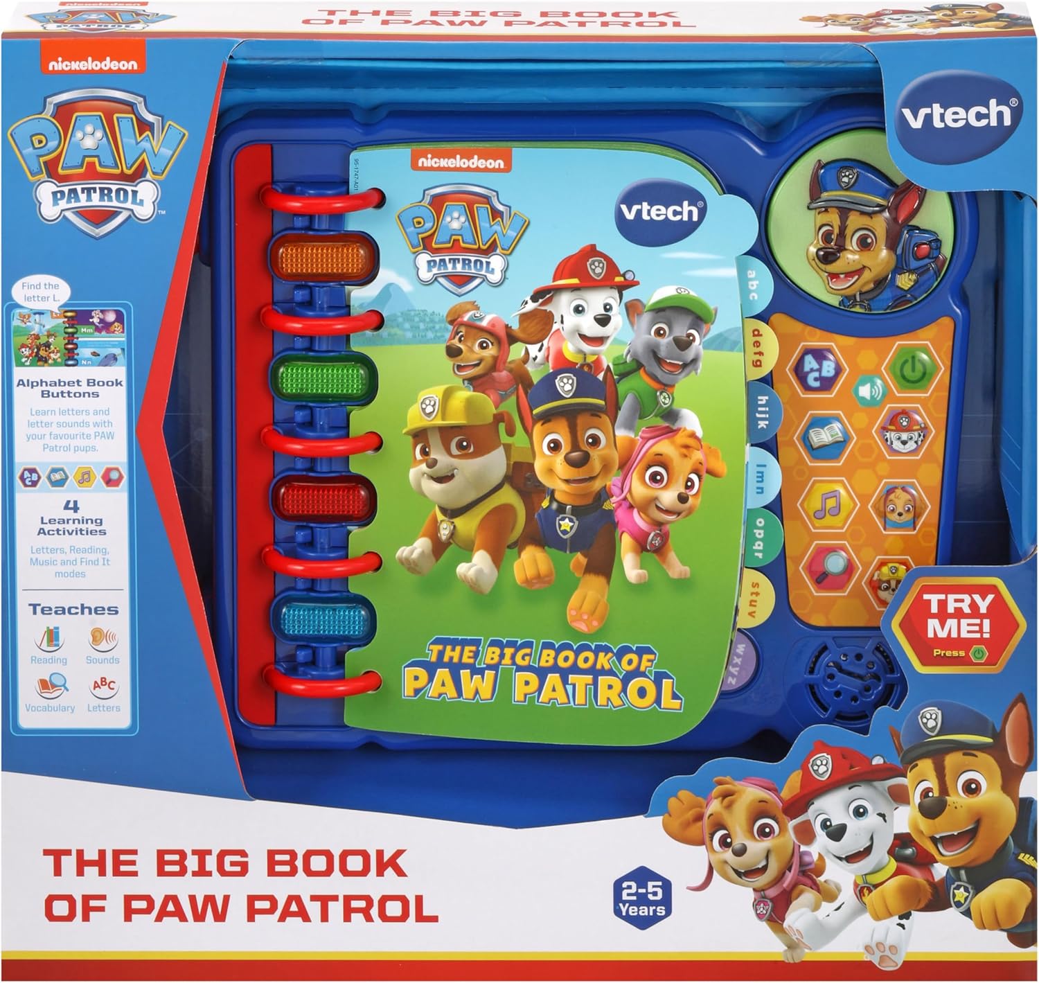 VTech The Big Book of PAW Patrol, Interactive Alphabet Learning Toy with Letters, Words, Music & Phrases, Multicolour, Kids 2–5+ Years