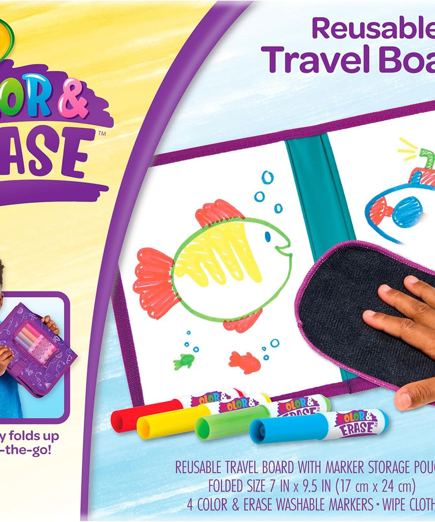 Crayola Color & Erase Drawing Board for Kids, Travel Coloring Kit, Gift 3+