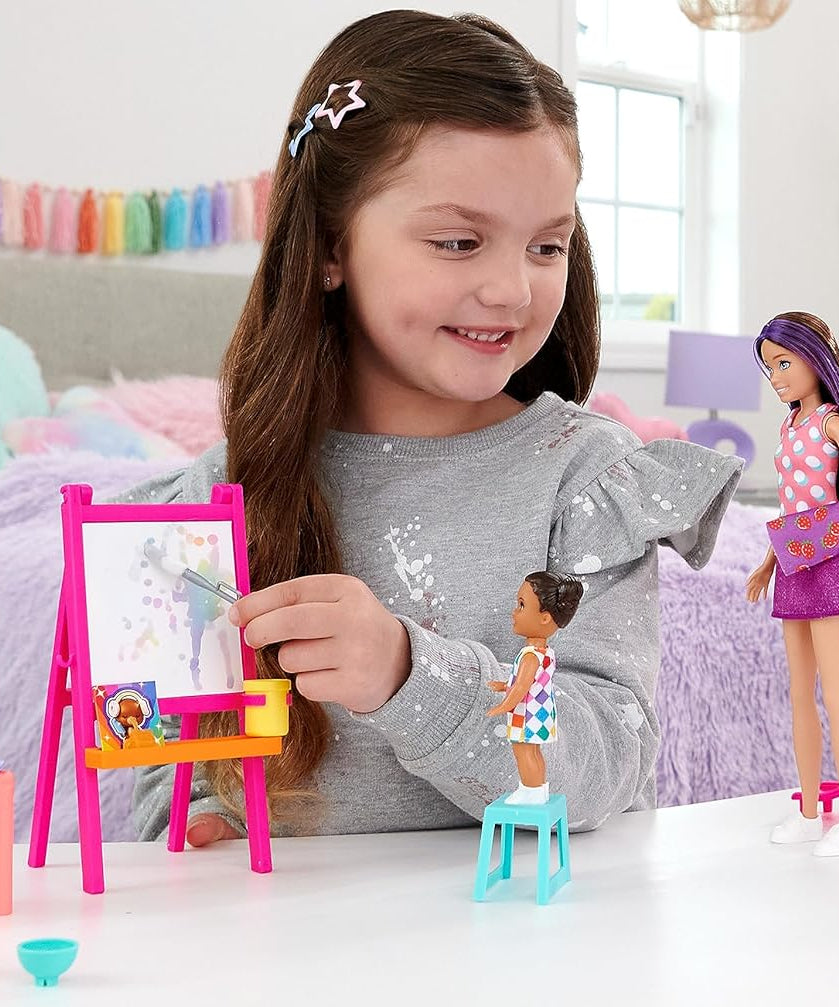 Barbie Skipper Babysitters Inc. Ultimate Daycare Playset with 3 Dolls, Bunk Beds, Color-Change Easel & 15+ Accessories (HND18) – Kids 3+