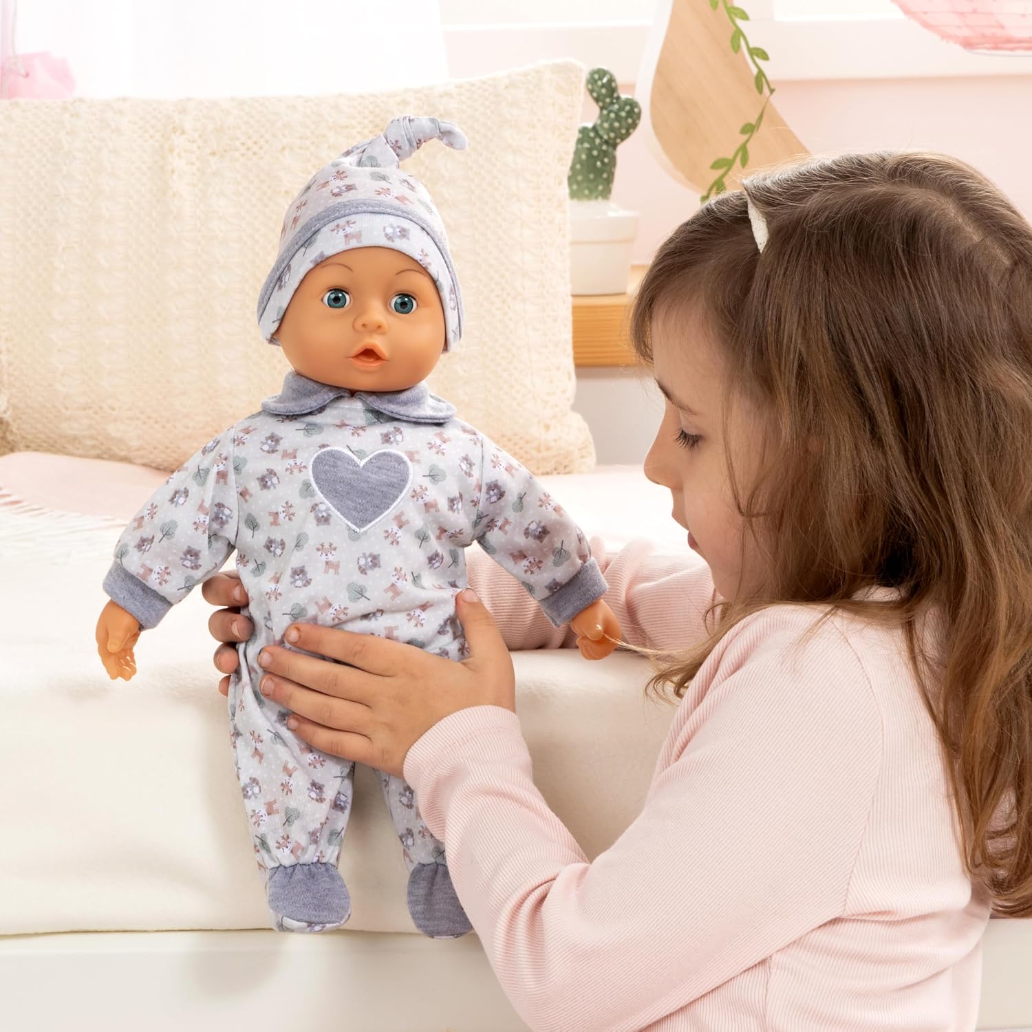Bayer Design 93824CP Interactive Baby Doll Talking Soft Body Dummy Bottle 38cm