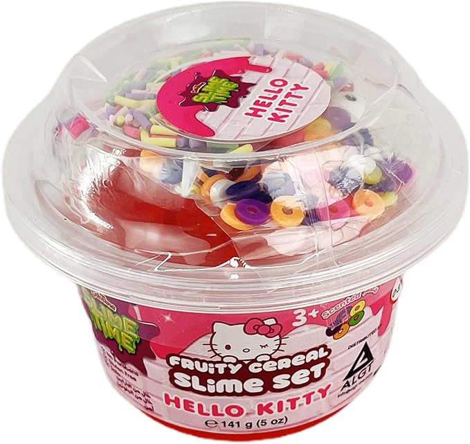 SlimeTime Hello Kitty Single Can - Fruity Cereal Slime for Girls and Boys With Various Slime Add-ins,Stress Relief Toy for Kids, Education,School,Party Favor,Gift for Birthday & Christmas