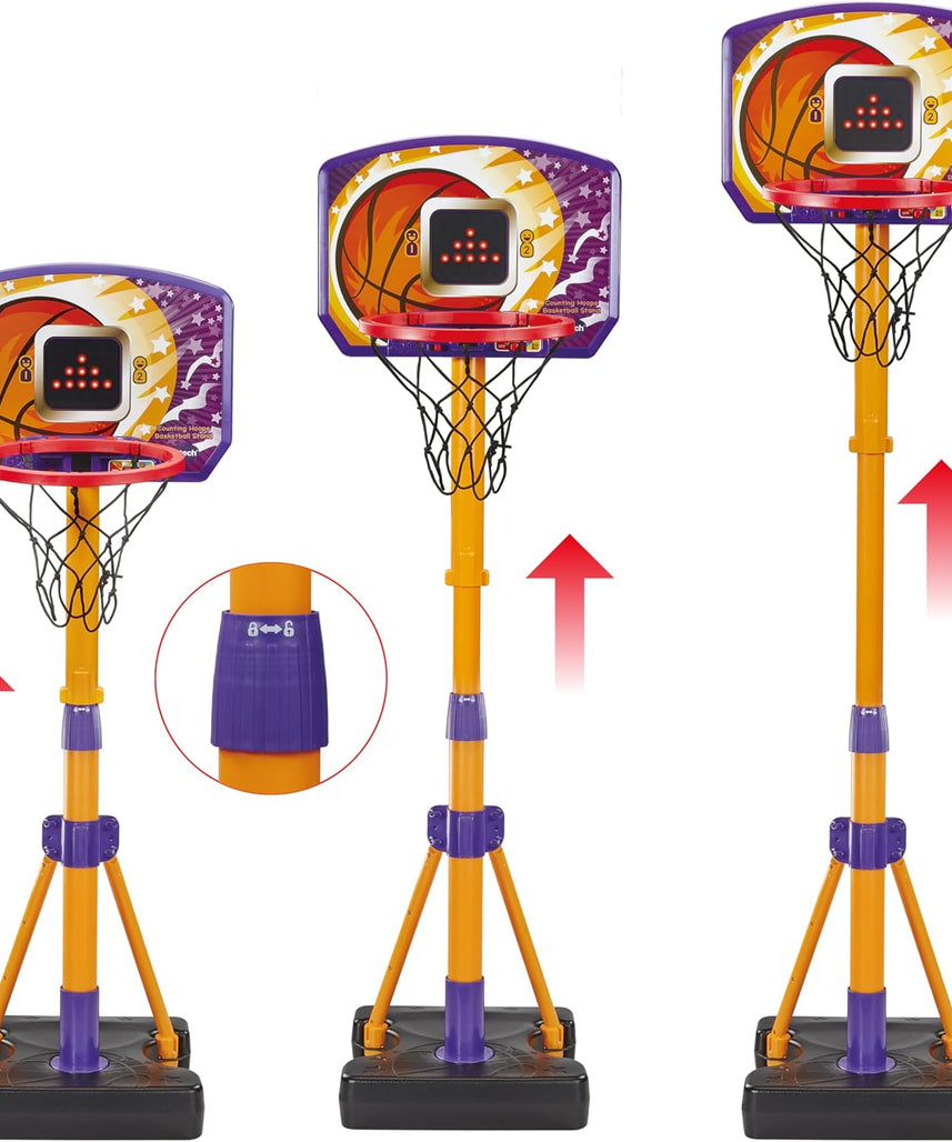 VTech Counting Hoops Basketball Stand – Adjustable Interactive Hoop with LED Screen & 3 Games, Toddler Toy for Ages 3+