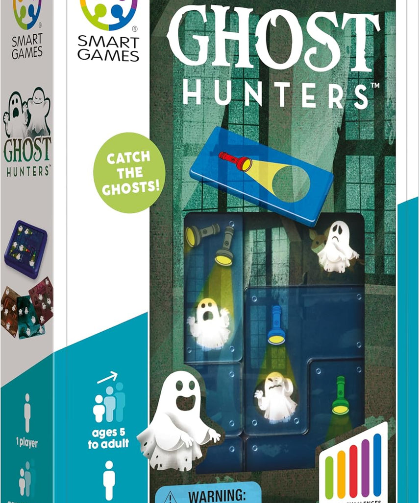 SmartGames Ghost Hunters Logic Puzzle Game for Kids 6+, IQ Brain Teaser STEM Toy with 60 Progressive Challenges, Travel-Friendly Educational Tabletop Puzzle