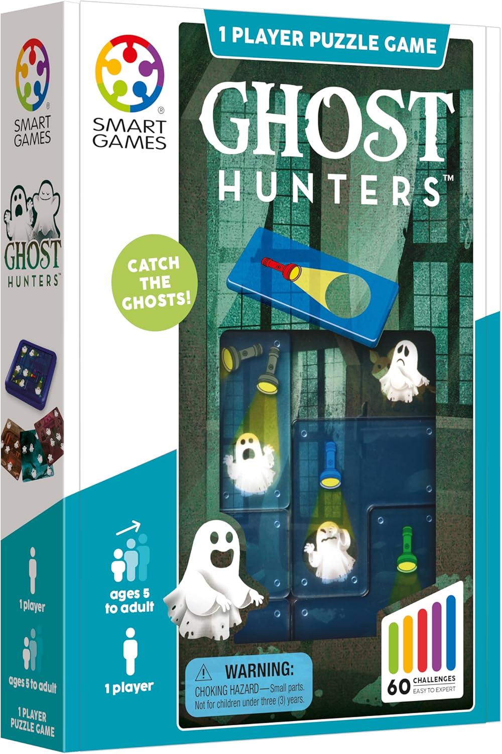 SmartGames Ghost Hunters Logic Puzzle Game for Kids 6+, IQ Brain Teaser STEM Toy with 60 Progressive Challenges, Travel-Friendly Educational Tabletop Puzzle