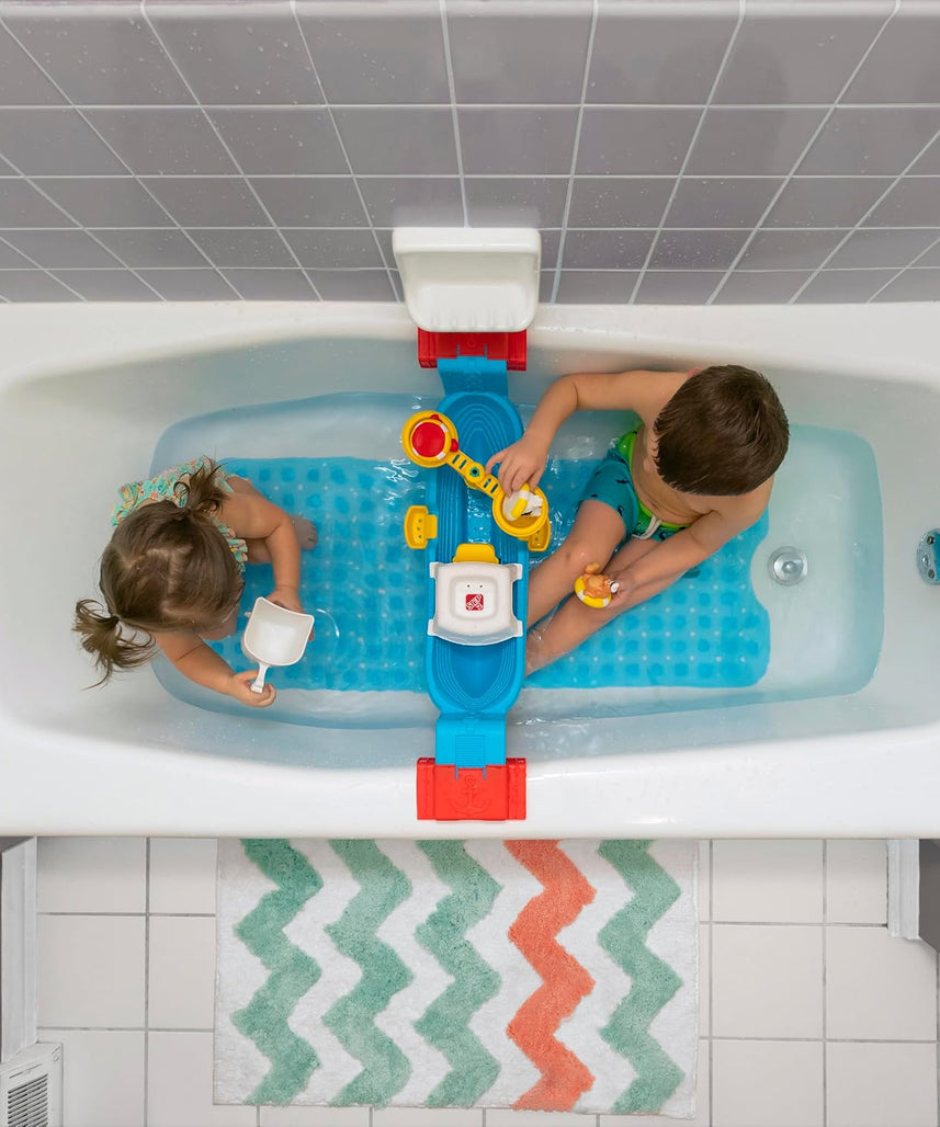 Step2 Nautical Rain Showers Bath Set for Kids, Interactive Bath Boat Water Play Toy with Floating Figures & Rain Shower Spinner, STEM Learning Bath Toy for Toddlers 2+