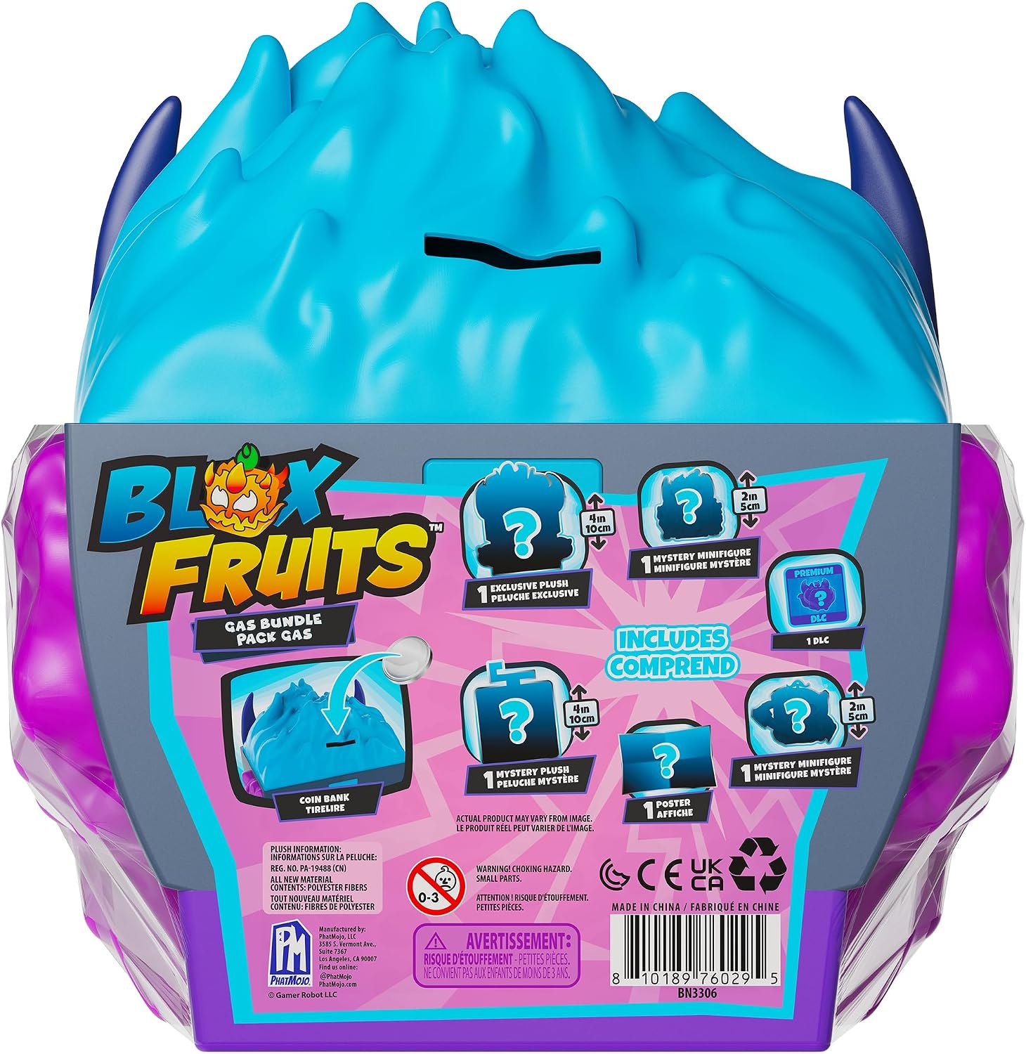 Blox Fruits Gas Collector Bundle, Gas Fruit Storage Case with 2 Minifigures, 2 Soft 4-Inch Plush Characters, Collector Poster and Premium DLC Code, Official Blox Fruits Merchandise, 6+ Years