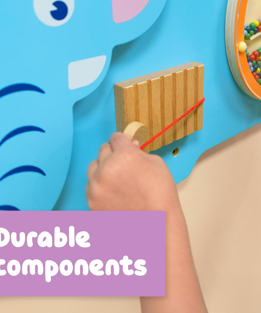 لوحة حائط فيجا على شكل فيل، لوحة أنشطة حسية خشبية من مونتيسوري، تُنمّي المنطق والمهارات الحركية والتنسيق بين اليد والعين، لعبة تعليمية صديقة للبيئة وغير سامة، للأولاد والبنات من عمر 18 شهرًا فما فوق