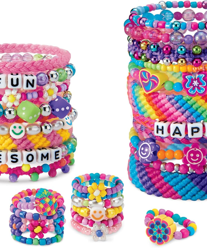 Shimmer and Sparkle A to Z Jewelry Making Kit, DIY Friendship Bracelets & Beaded Rings Set, Includes 950+ Beads, Kids Fashion Bracelet Maker, Creates Trendy Jewelry for Girls - Mutlicolor (65664)