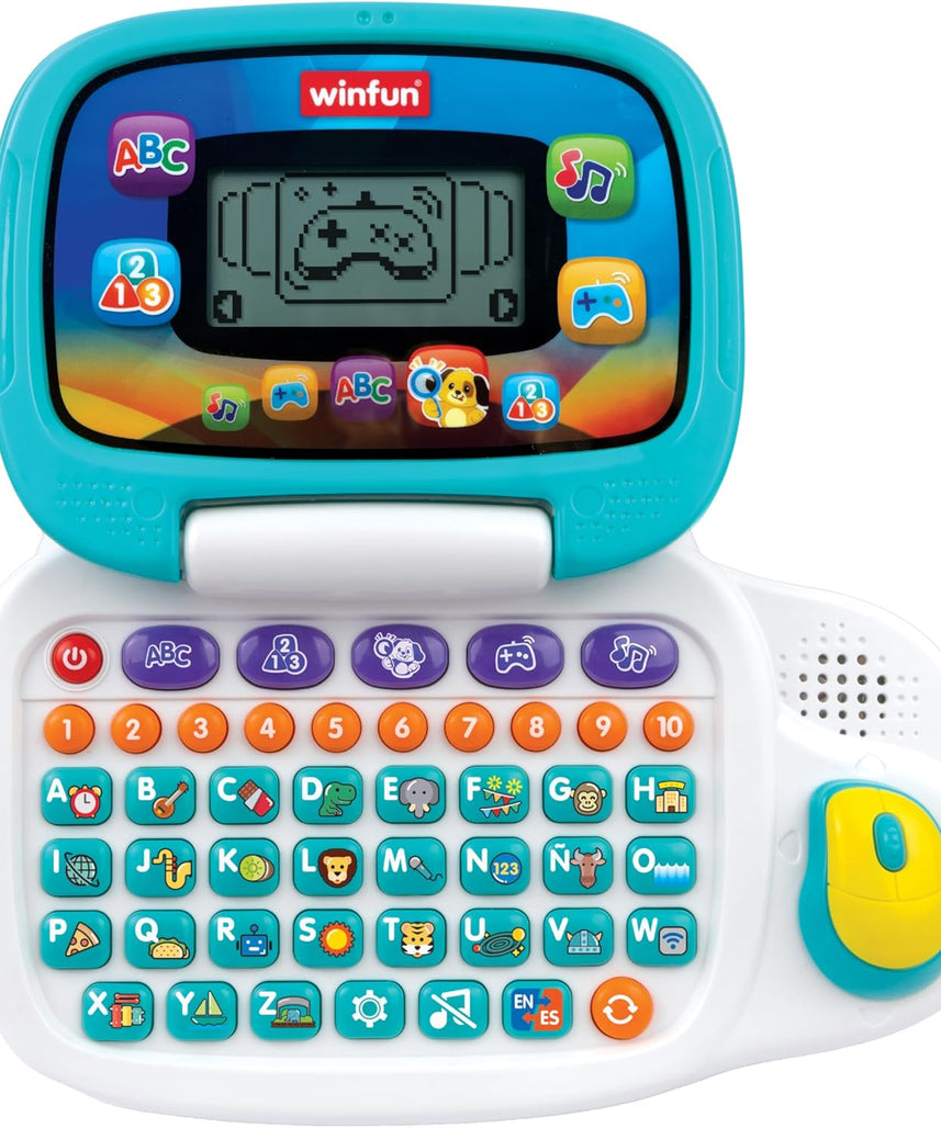 Winfun Lets Learn Bilingual Kids Laptop for Preschoolers Age 3 and Up Educational Toy in English and Spanish with LCD Screen and Interactive Games