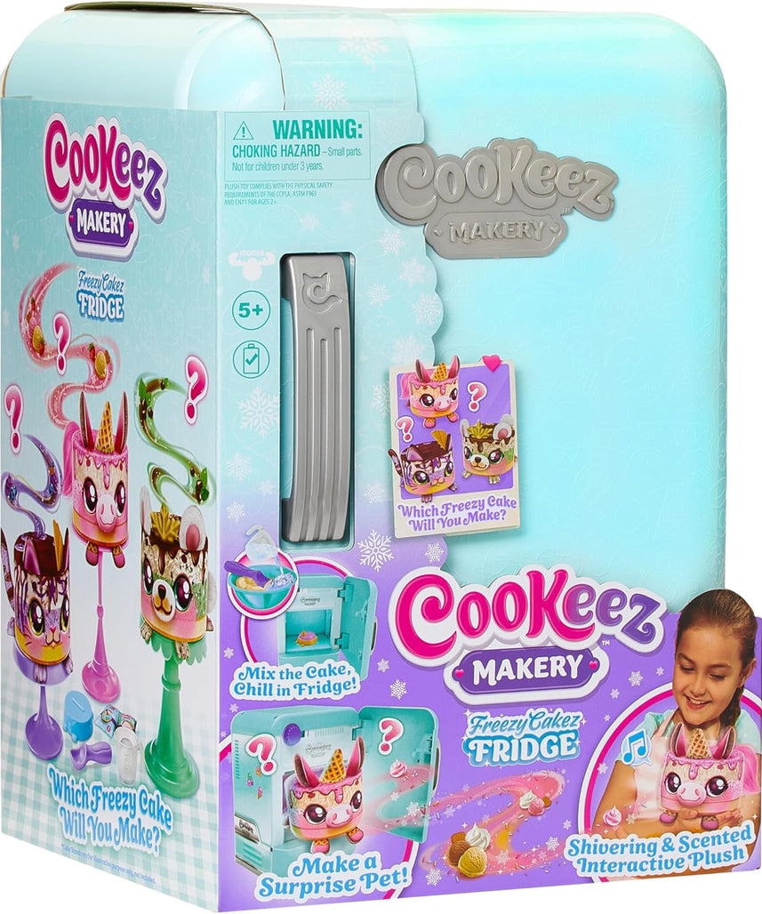 Cookeez Makery Freezy Cakez Fridge Playset, Mix and Decorate Plush Surprise Toy, Interactive Scented Plush with Sounds, Creative Playset for Kids, 5+ Years