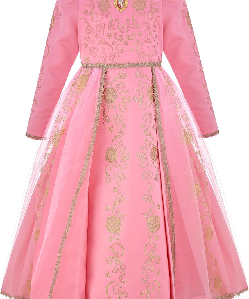 Party Centre - Disney Golden Princess Aurora Prestige Dress Up Costume with Headpiece, Large (10-12 Years)