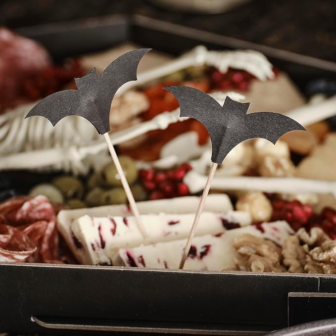 Ginger Ray Halloween Black Bat Cocktail Party Sticks Food Pick Decorations 12 Pack