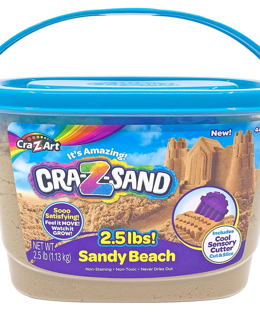 Cra-Z Sand Sandy Beach 2.5 lbs Sensory Play Sand with Cutter Non Toxic Never Drying Fun for Boys and Girls Ages 6+