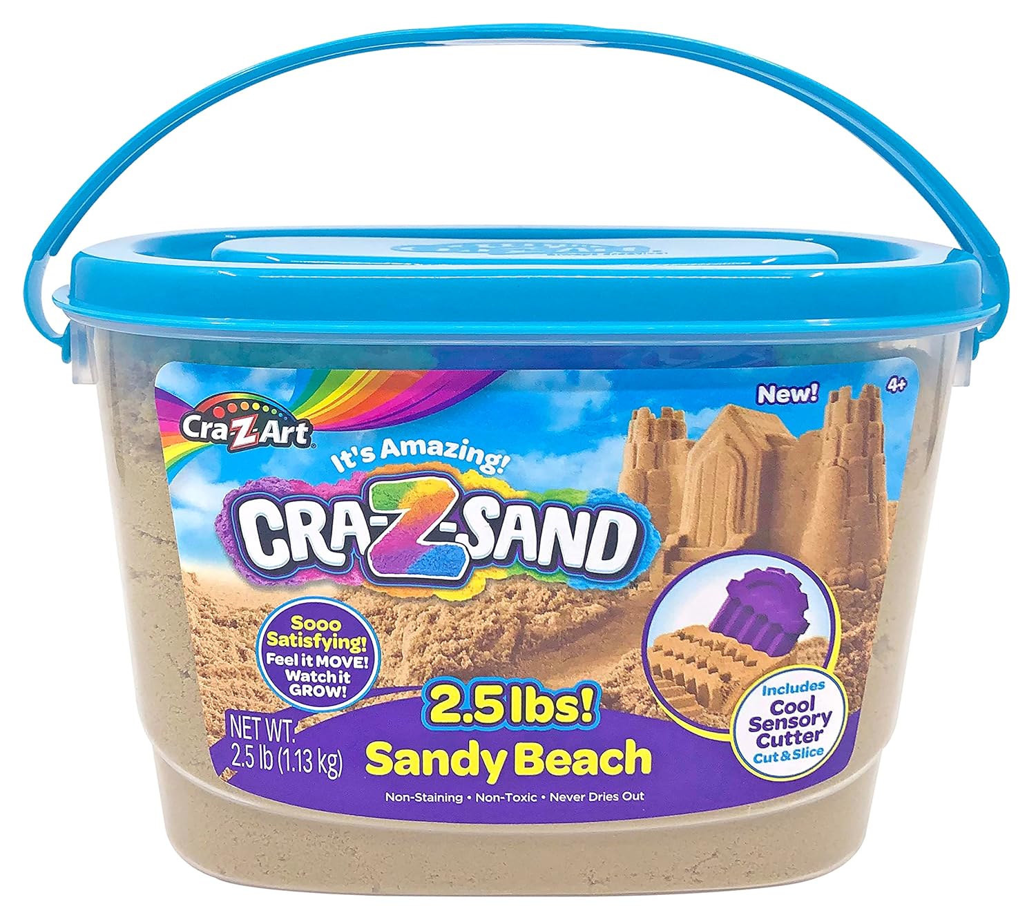 Cra-Z Sand Sandy Beach 2.5 lbs Sensory Play Sand with Cutter Non Toxic Never Drying Fun for Boys and Girls Ages 6+