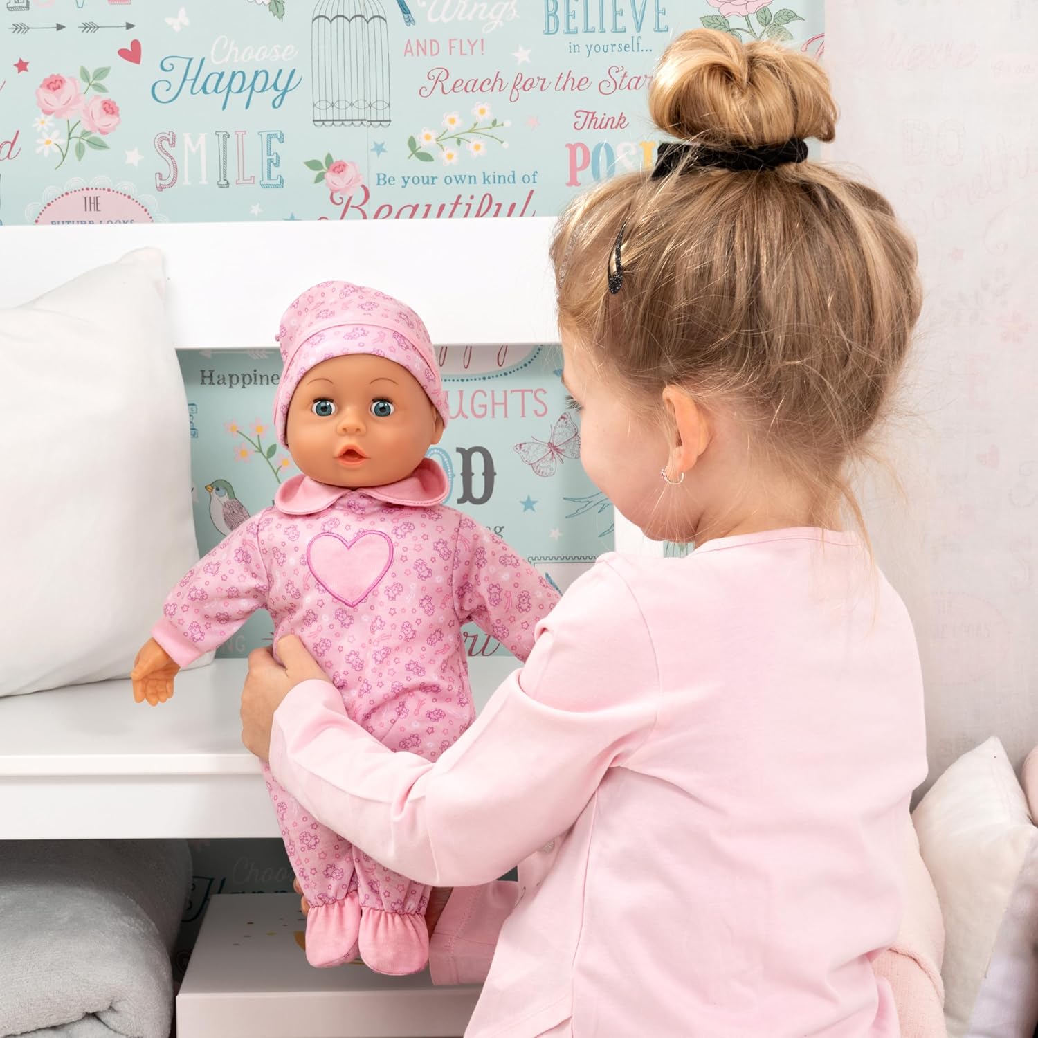 Bayer Design 93824CO Interactive Baby Doll Talking Soft Body Dummy Bottle 38 cm