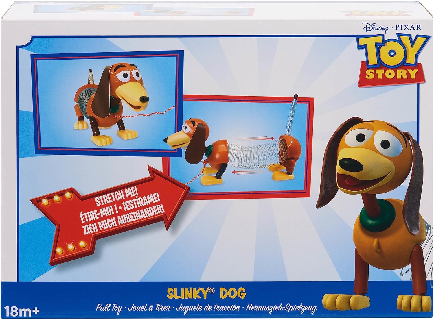 Just Play Disney Pixar Toy Story Slinky Dog Pull Toy, Classic Walking Spring Dog with Stretchable Body and Pull Leash for Toddlers, Ages 18+ Months