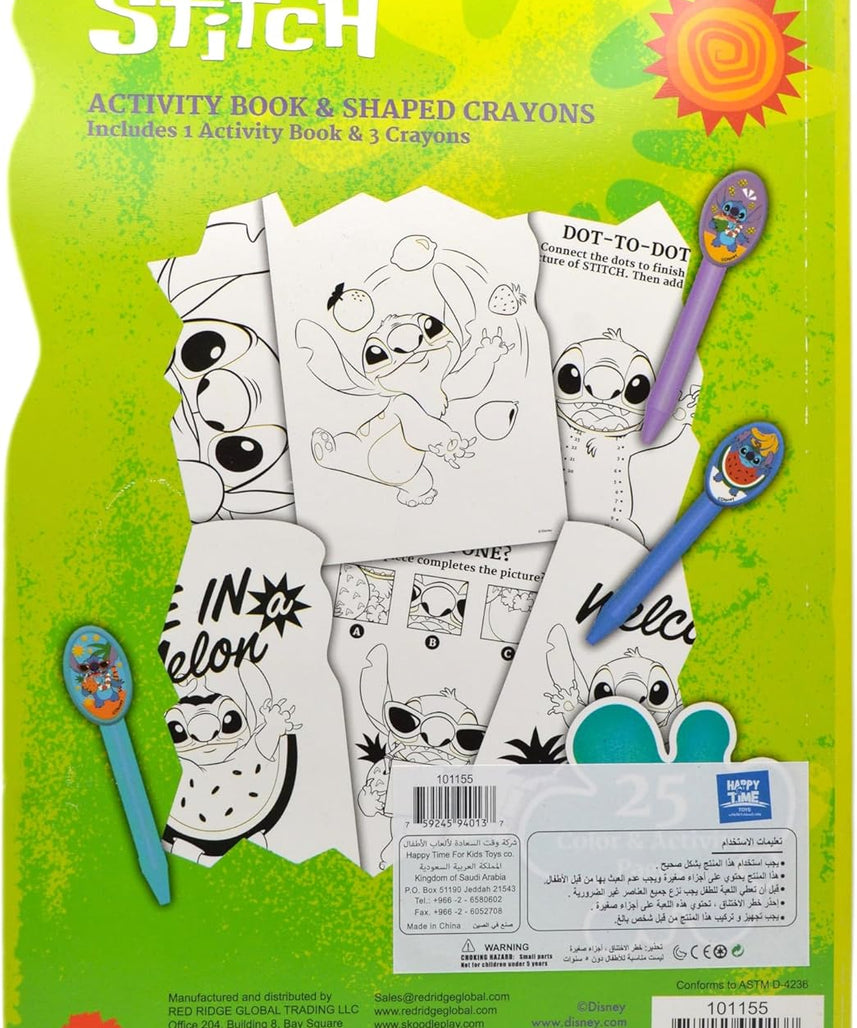 Skoodle Stitch Disney Activity Book with Shaped Crayons for Kids, Multicolor