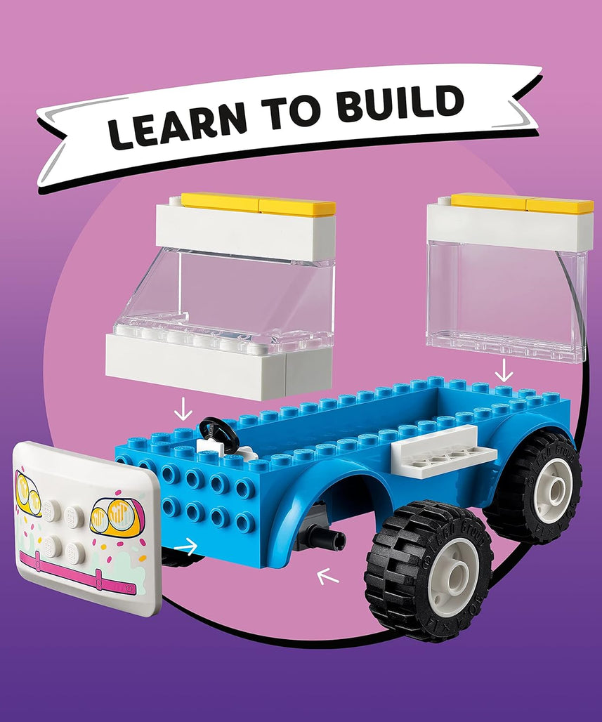 مجموعة بناء شاحنة الآيس كريم 41715 من ليجو فريندز، 84 قطعة مع دميتي أندريا وروكسي الصغيرتين، وشخصية كلب وملحقاتها، لعبة تظاهر للأطفال من سن 4 سنوات فما فوق