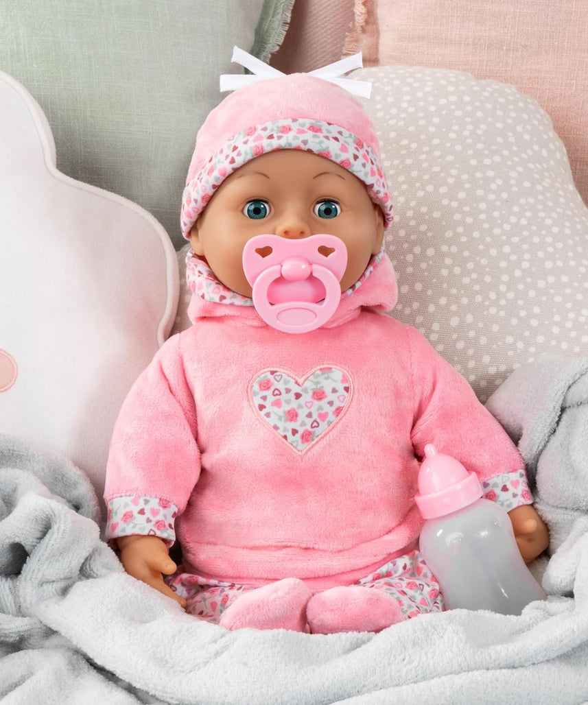 Bayer Design 93824CR Interactive Baby Doll Talking Soft Body Dummy Bottle 38cm