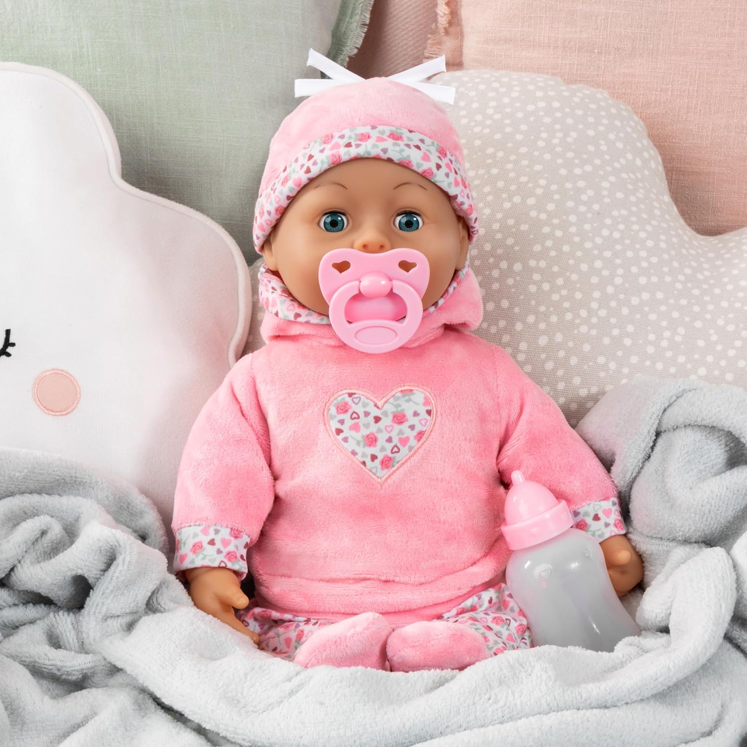 Bayer Design 93824CR Interactive Baby Doll Talking Soft Body Dummy Bottle 38cm