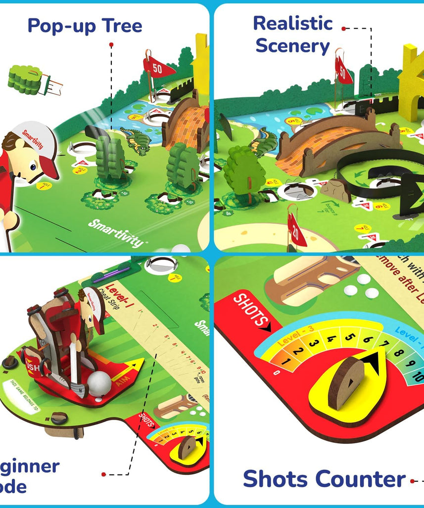 Smartivity DIY Mini Golf Tabletop Game Kit for Kids 6+ Years, STEM Wooden Construction Toy, Indoor Sports Game, Birthday Gift for Boys and Girls