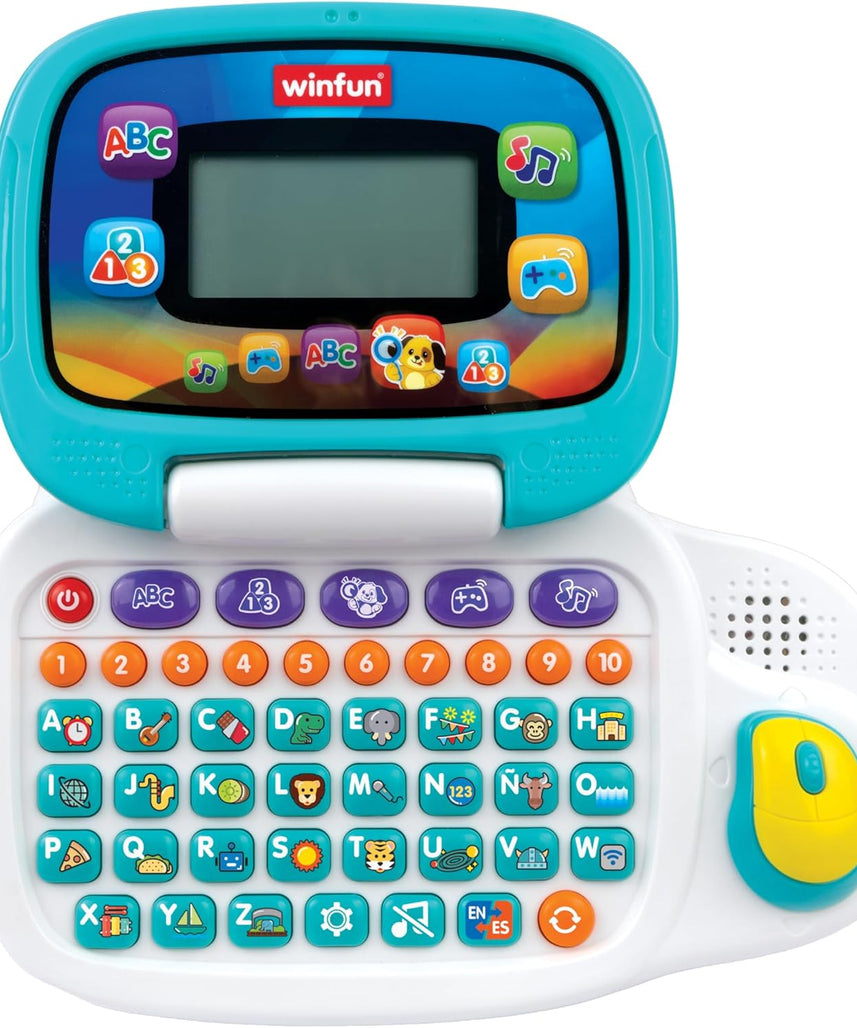 Winfun Lets Learn Bilingual Kids Laptop for Preschoolers Age 3 and Up Educational Toy in English and Spanish with LCD Screen and Interactive Games