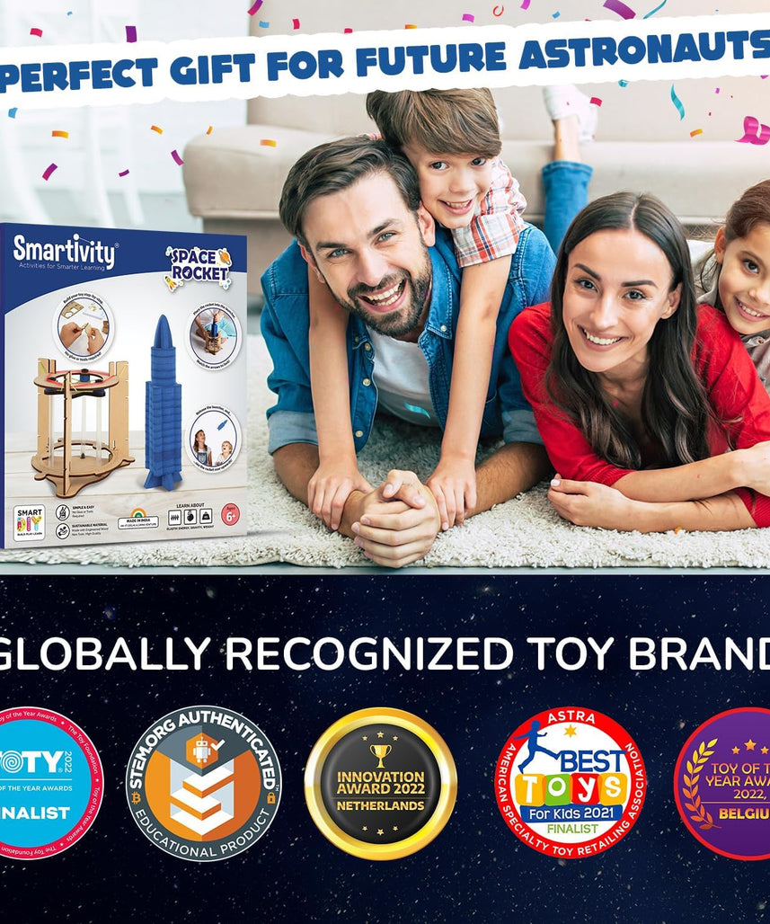Smartivity Space Rocket STEM Toy, Educational DIY Construction Kit for Kids, Hands-On Science and Engineering Project, STEM Learning Activity for Ages 6-14, Birthday Gift for Boys and Girls