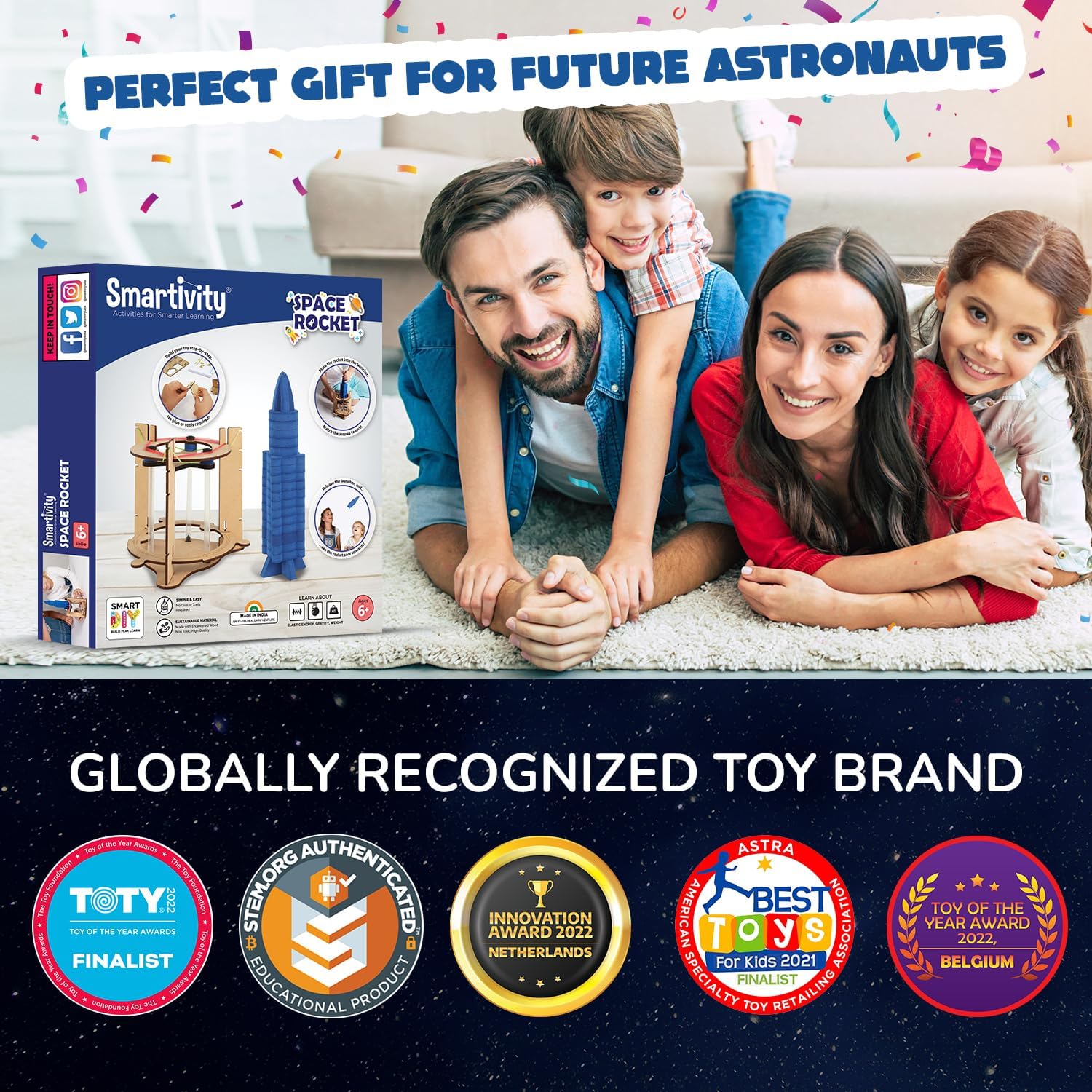 Smartivity Space Rocket STEM Toy, Educational DIY Construction Kit for Kids, Hands-On Science and Engineering Project, STEM Learning Activity for Ages 6-14, Birthday Gift for Boys and Girls