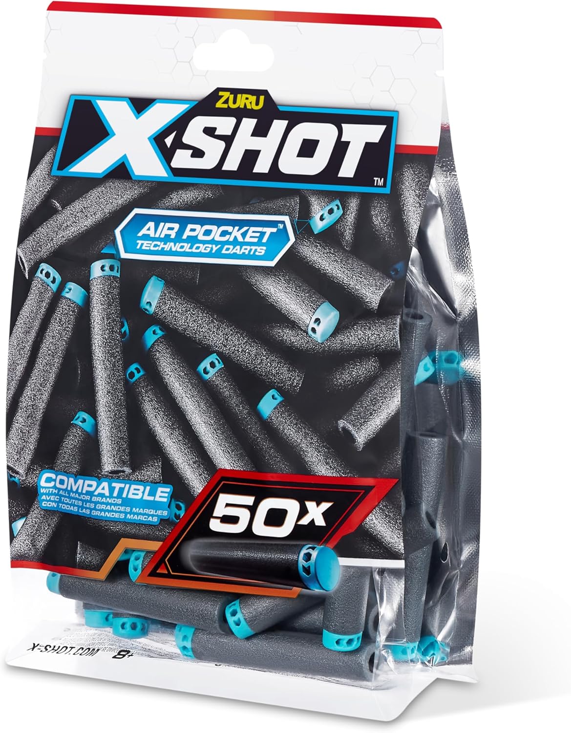 Zuru XSHOT Foam Dart Refill Pack of 50, Compatible with Nerf Blasters, Air Pocket Technology, Lightweight Durable Soft Bullet Ammunition for Boys, Age 8+